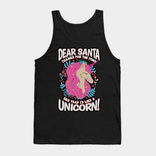 Dear Santa Christmas Unicorn Merry Xmas Tank Top